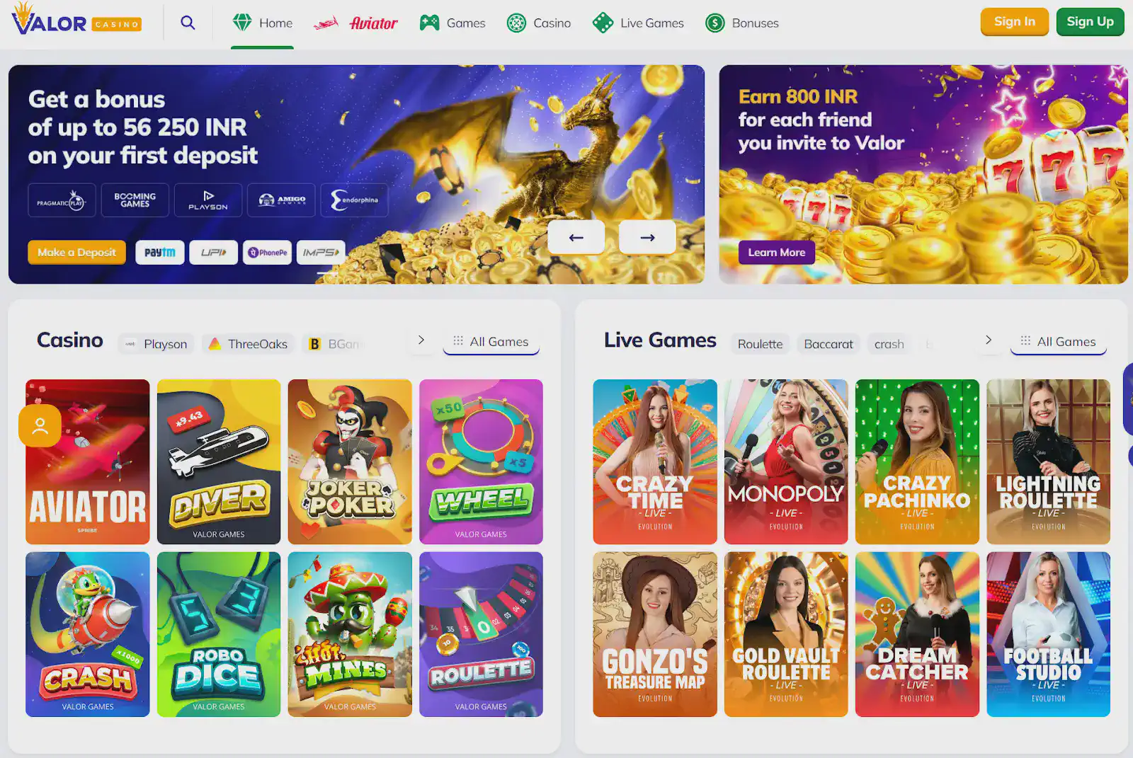 Valor Bet Casino | Bet. Spin. Win Again