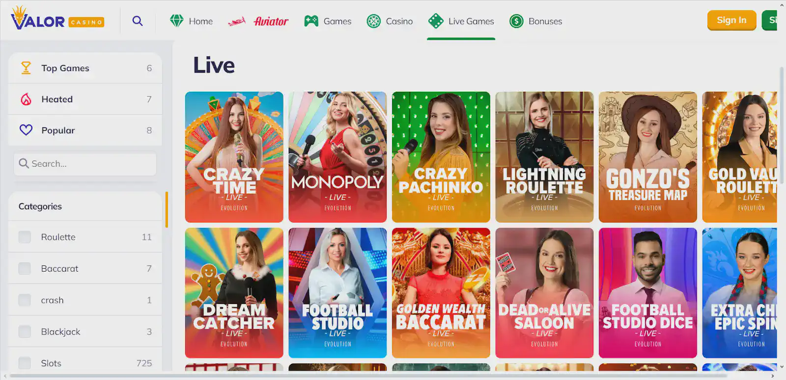 Valor Bet Casino | Excitement Starts Here